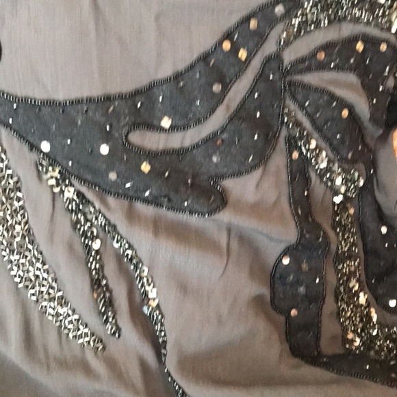 Gold Hawk silky (viscose) sequined dress w/ slip - Picture 3 of 5